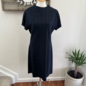 Theory Windowpane Check Dress Navy‎ Blue modest size Large